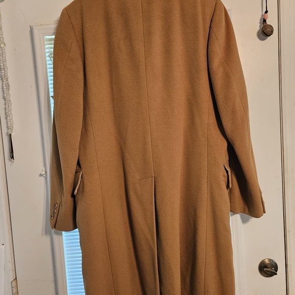 VINTAGE 100%CAMEL TAN CASHMERE MEN'S OVERCOAT BY HART, SCHAFFNER, AND MARX 42R - Picture 2 of 4